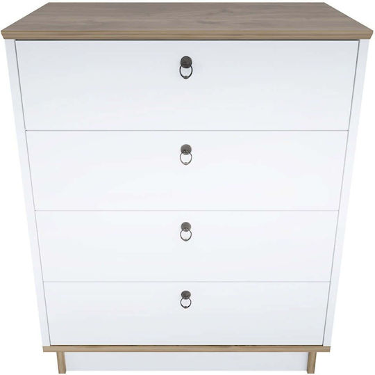 Συρταριέρα Κρεβατοκάμαρας Sahra White-walnut 72x42x83.1cm