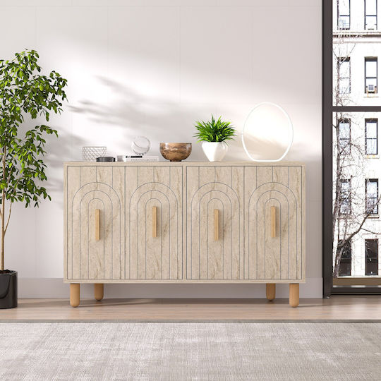 Sideboard Tiger Wooden Travertine Beige-oak 120x29.6x73.6cm
