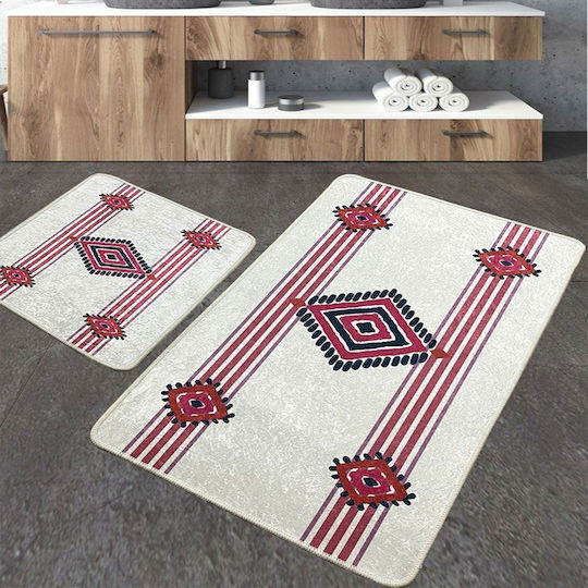 L'Εssentiel Maison Set Badematten Synthetisch,Polyester/Cotton/Leather Rechteckig 359CHL5283 Red-white 2Stück