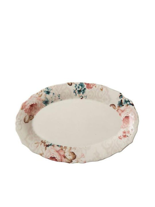 Tiffany Ecru Plate Shallow Oval Ceramic Beige 33x21cm
