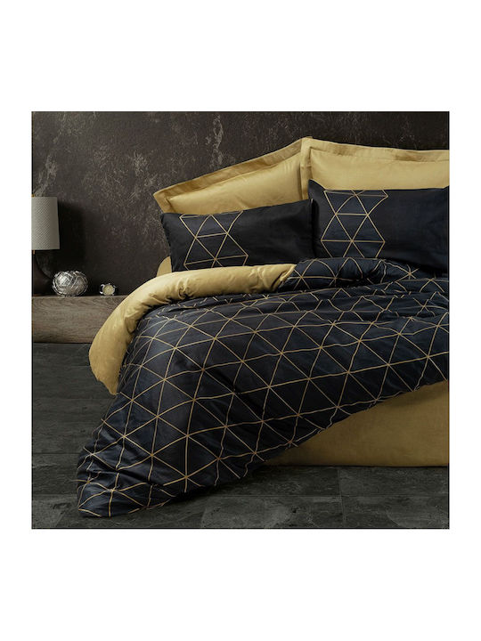 L'Εssentiel Maison Duvet Cover Set Cotton Single with Pillowcase 160x220 Gold-black