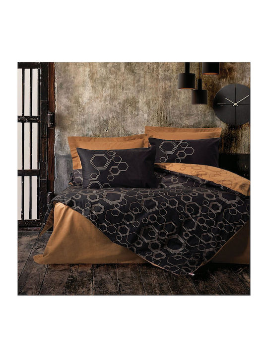 L'Εssentiel Maison Duvet Cover Set Cotton Single with Pillowcase 160x220 Copper-black
