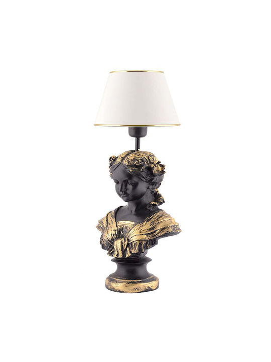 Opviq Opelya Table Lamp for Socket E27 with White Shade and Multicolor Base