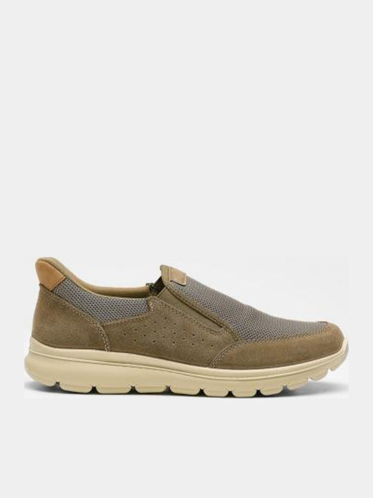 Imac Anatomical Leather Men's Slip-Ons Beige