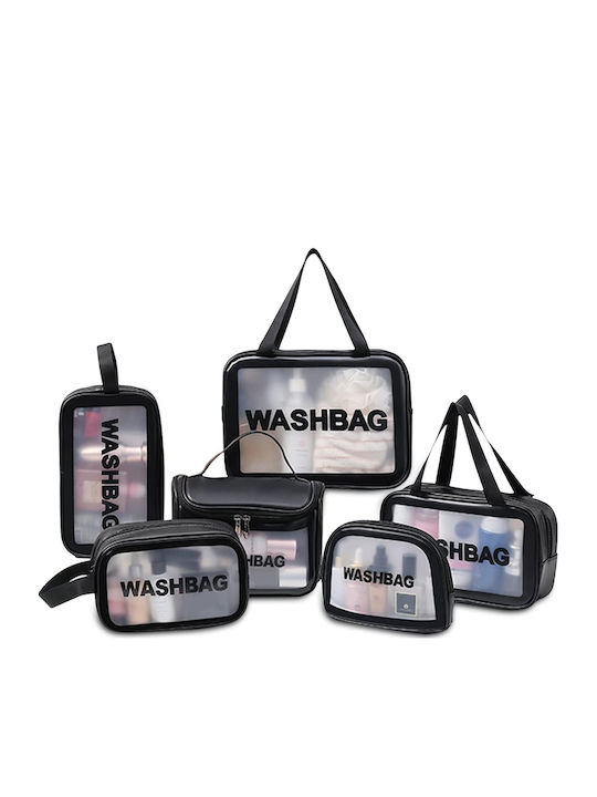 Reise-Kosmetiktaschen-Set Tecos 6 verschiedene Größen wasserdicht Schwarz Reise-Kosmetiktaschen-Set Tecos 6 verschiedene Größen wasserdicht Schwarz