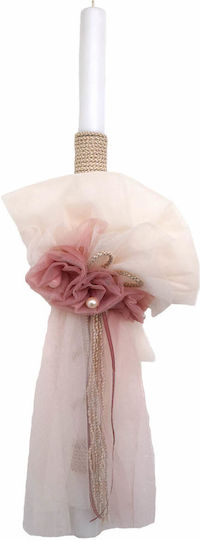 Кръщелна свещ Nstnasatsia с цветя Dusty Apple Pearl 0586