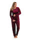 Asel Winter Damen Pyjama-Set Burgundisch