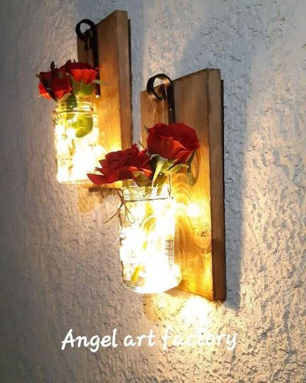 Decorative Wooden Wall-Mounted "Flower Jar" Light