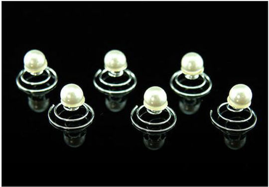 Bridal Set of 6 Hairpins with Pearl Sheet Olga Dimensions 0.9 X 0.9cm