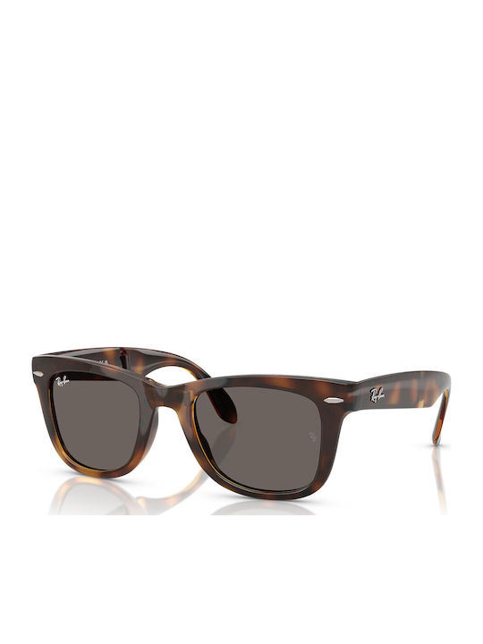 Ray Ban Wayfarer Folding Unisex Sunglasses with Brown Tartaruga Plastic  Frame and Brown Lens RB4105 710/B1