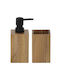 Acacia Set2 Ντισπενσερ & Ποτηροθηκη Ξυλο Ακακιας Φυσικο Χρωμα