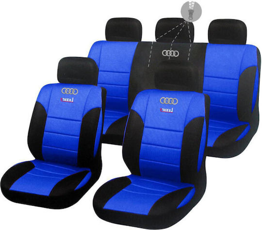 Lux Split Seat Covers Audi Universal Pu Leather Takeposition Black Blue 214-3249-9001-10