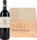 Holzkiste mit 6 Flaschen Grand Bateau Rotwein 750 ml