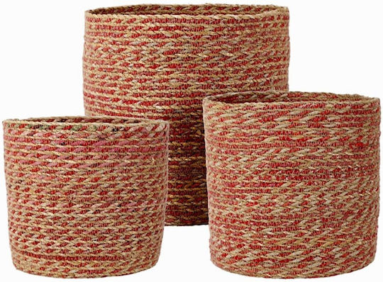 Set of 3 Multicolored Seagrass Baskets 22 25 28cm