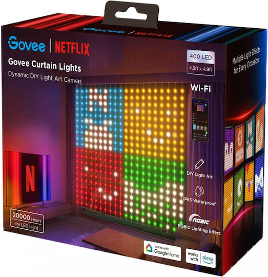 Curtain Light Netflix 400 Smart Λαμπάκια LED Λευκά τύπου Κουρτίνα