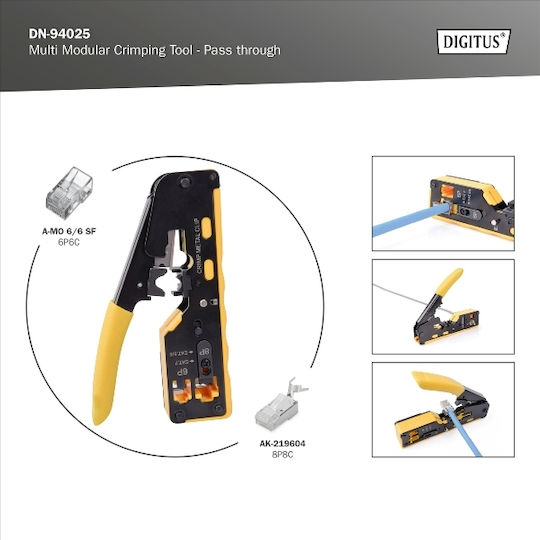 Digitus Πρέσα Ακροδεκτών Δικτύου RJ12, RJ45