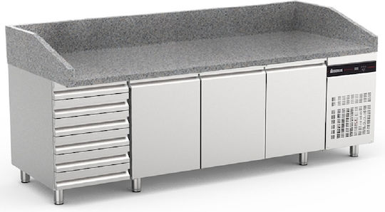 Inomak Frigider Inoxidabil de Banc cu 3 Uși și Unitate de Răcire L254xl80xH87.3cm