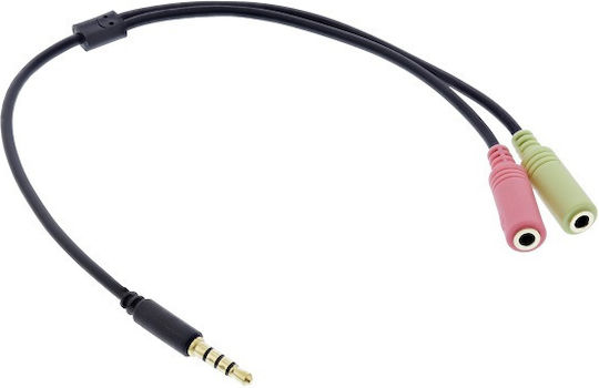 3,5mm Audio Male 4 Pin To 2x 3.5mm Female Speaker+microphone 1m Intos 99302j