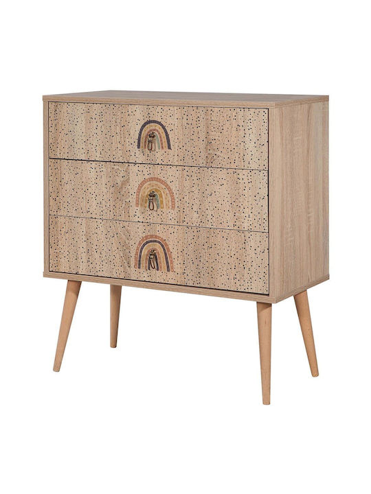 Kids Chest of Drawers with 3 Drawers 80x40x89cm