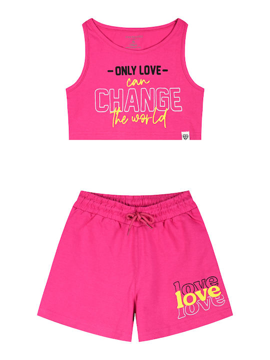 Kids' Set with Shorts Summer 2pcs Fuchsia Print