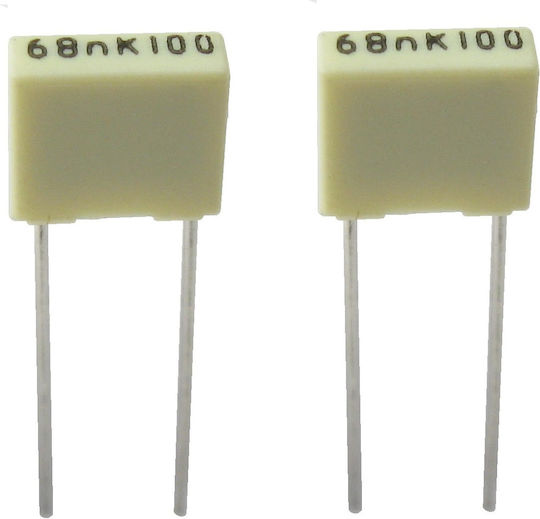 2 Τεμάχια Πυκνωτές Mkt 68nf 100vdc 63vac ; 10%; Pitch:5mm; Kemet; 0.068uf 100vdc Πολυεστέρα Polyester Film Capacitor 68000pf 0.068μf