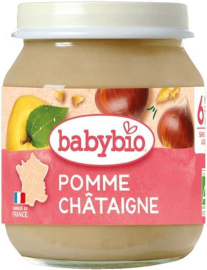 Babybio Плодовo пюре с вкус Ябълка и кестен 130гр за 6+ месеца