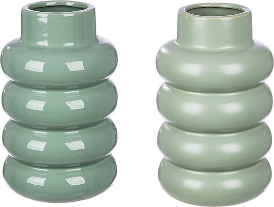 ArteLibre Διακοσμητικό Βάζο Κεραμικό Πράσινο Φ15xΥ24cm 2τμχ