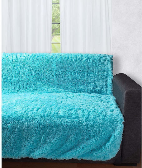 Silk Fashion 5336 Ριχτάρι Πολυθρόνας Γούνινο 145x195εκ. Τυρκουάζ