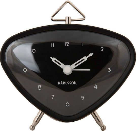 Karlsson Tischuhr mit Zeigern Metallisch mit Wecker Schwarz 2585946BK