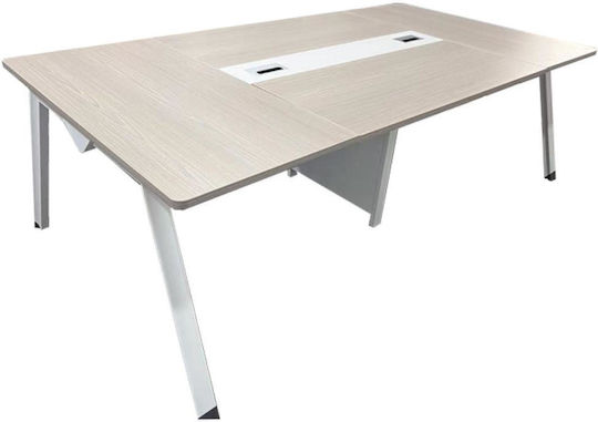 Τραπέζι Συνεδριάσεων Armadi 200x120x75εκ. Γκρι-λευκή