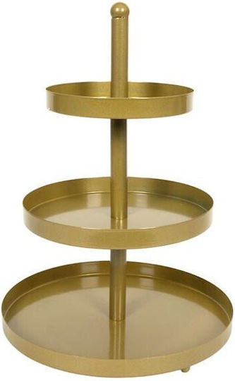 Mplco Amstel Μεταλλική Εταζέρα 3 Ορόφων Χρυσή Ø35cm Π25.5xΜ35cm