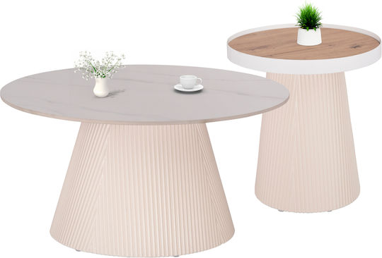 Round Central Coffee Table Duncan Wooden Cream 2 Pieces M52xL52xH51cm