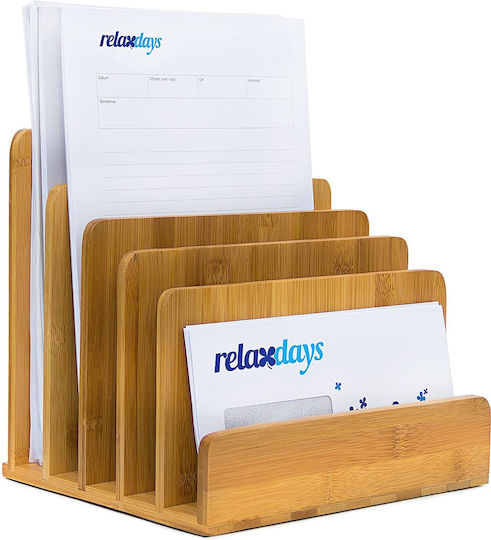 Relaxdays Θήκη Αποθήκευσης Οργάνωσης Εγγράφων Bamboo Natural 4052025191313