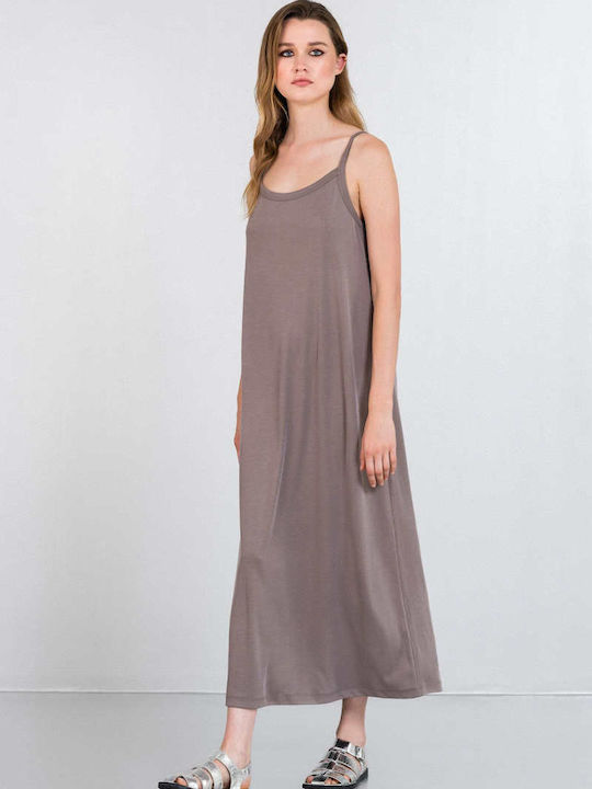 Sommer Midi Damenkleid Braun