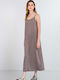 Sommer Midi Damenkleid Braun