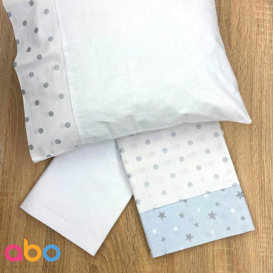 abo Комплект Бебешки Чаршафи За Количка Памучни Светлосини 75x100бр 3бр