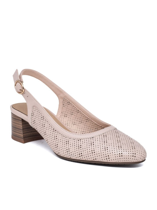 Pumps mit Riemchen Beige