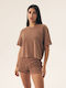 Henderson Sommer Damen Pyjama-Set Braun Nilsa