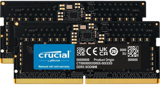 Crucial DDR5-5600 128GB (64GB×2枚) SODIMM Crucial 128GB DDR5 RAM cu 2 module (2x64GB) și Viteză 5600 pentru