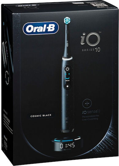 Oral-B iO Series 10 Ηλεκτρική Οδοντόβουρτσα Μπαταρίας με Χρονομετρητή, Αισθητήρα Πίεσης και Θήκη Ταξιδίου Μαύρη