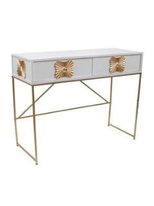 Wooden Console Table White Gold L100xW39xH77cm