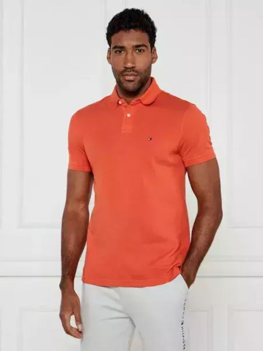 Tommy Hilfiger Polo Μπλούζα Κοντομάνικη Πορτοκαλι