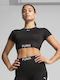 Women's Crop T-shirt Fast Drying Black