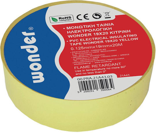 Wonder Insulation Tape 19mm x 20m Yellow