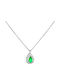 Ioannis Kosmima Necklace with Tear Design in White Gold 14K with Green Zircon