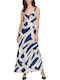 Sommer Maxi Abendkleid Satin Blau