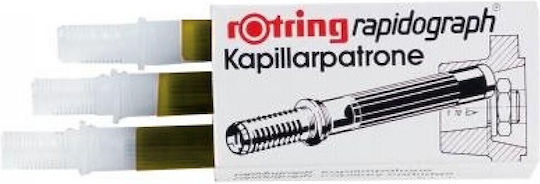 Rotring 3 Ανταλλακτικά Μελάνια για Ραπιδογράφο Κίτρινα
