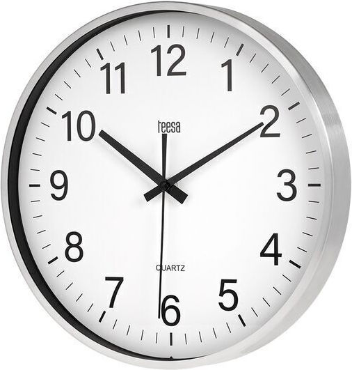 Teesa Ceas de Perete Sticlă Alb Ø25cm