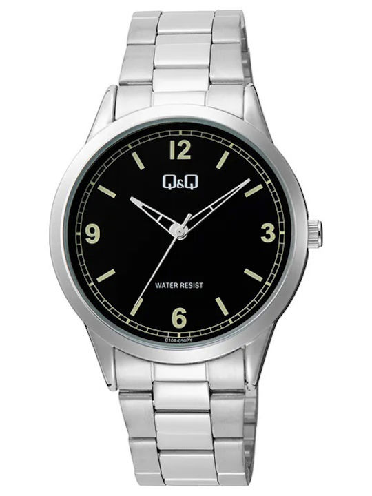 Q&Q Men's Watch Battery with Silver Stainless Steel Bracelet