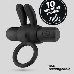 Crushious Wonka Rechargeable Vibrating Cock Ring Black 7.8cm 10 Speeds